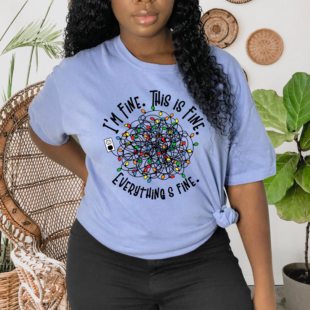 Christmas T Shirt, Comfort ColorsĀ® Everything Is Fine Christmas T-Shirt, Funny Christmas Lights Gift, Tangled Christmas Lights T-shirt, - 8.jpg