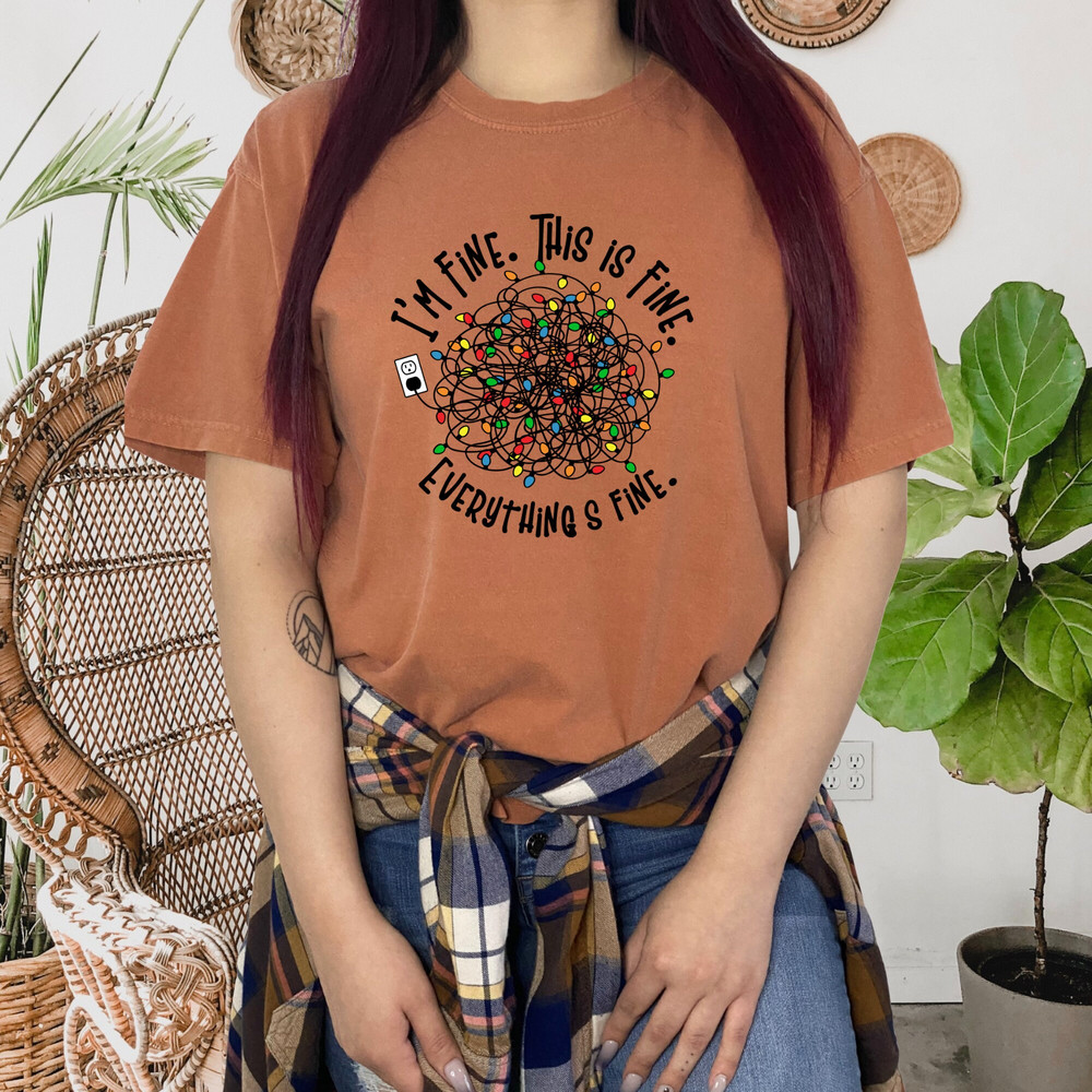 Christmas T Shirt, Comfort ColorsĀ® Everything Is Fine Christmas T-Shirt, Funny Christmas Lights Gift, Tangled Christmas Lights T-shirt, - 9.jpg
