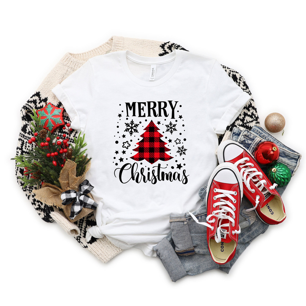Christmas Tree Shirt, Buffalo Plaid Christmas Tree, Merry Christmas Shirt, Christmas Family Shirt, Christmas Shirt For Women, Holiday Shirt - 3.jpg