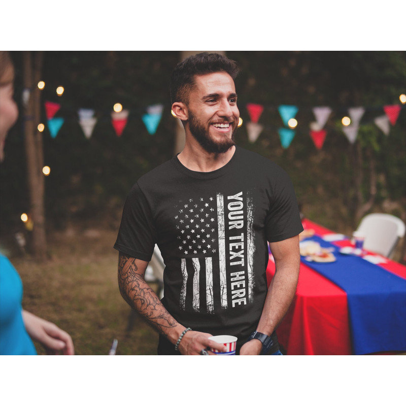 Custom Made Shirt USA Flag Patriotic Personalized T-shirt Your Own Printed Text Christmas Patriotic Gift Fathers Day Gift - 1.jpg