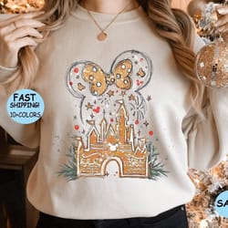 disney gingerbread castle shirt, christmas castle shirt, disney christmas shirt, mickey christmas shirt, disney christma