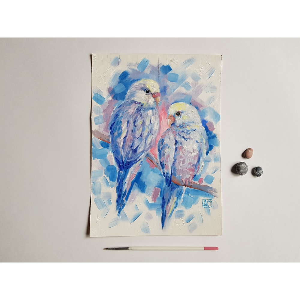 1 Small oil painting - Parrots 8 - 11.2 in (20.5 - 28.5 cm)..jpg