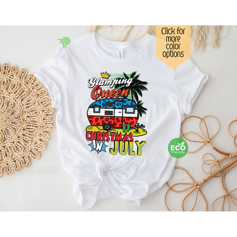 Glamping Queen Christmas in July Shirt, Summer Vacation Gift, Hawaiian Christmas, Christmas in Summer Clothing - 1.jpg