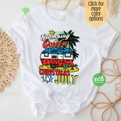 glamping queen christmas in july shirt, summer vacation gift, hawaiian christmas, christmas in summer clothing