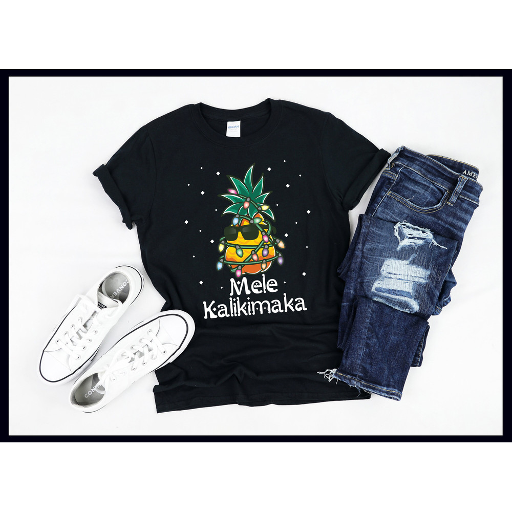Mele Kalikimaka  Pineapple Christmas Tree  Hawaiian Christmas in July  Surfer  Aloha Beach  T-Shirt  Tank Top  Sweatshirt  Hoodie - 1.jpg