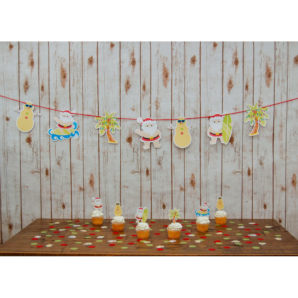 Merry Birthday Banner Customize the CharactersSaying, Christmas in July Party Supplies, Surfing Santa Birthday Ideas Fully Assembled - 10.jpg