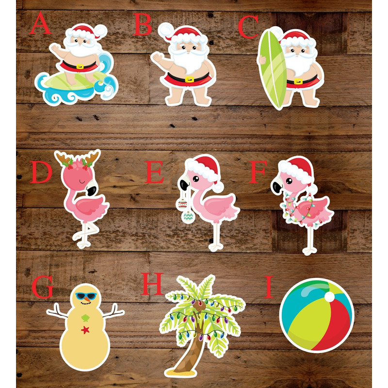 Merry Birthday Custom Cake Topper Choose Your CharactersSaying, Surfing Santa Birthday Ideas, Christmas in July Theme  Fully Assembled - 9.jpg