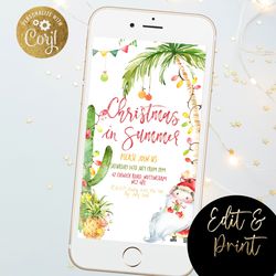paperless christmas in summer party evite tropical christmas party electronic invitation template  digital invite summer
