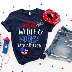 red white & due  pregnancy announcement shirt - cute 4th of july pregnancy t-shirt - bump's first fourth  shirt - 4th of