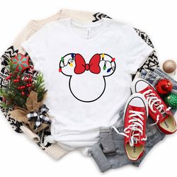 Mickey and Minnie Head Christmas Lights T-Shirt, D