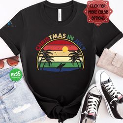 vintage surfing christmas in july trip shirt, summer vacation surfing shirt, surfer gift, beach shirt, summer christmas