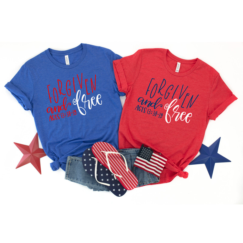 Women's Christian 4th of July Patriotic Shirt Forgiven and Free Acts 13 - 1.jpg