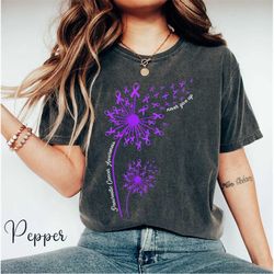 comfort color dandelion pancreatic cancer awareness month shirt, purple ribbon pancreatic cancer warrior support fighter
