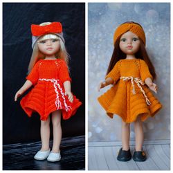 Knitted dress and headband for Paola Reina doll