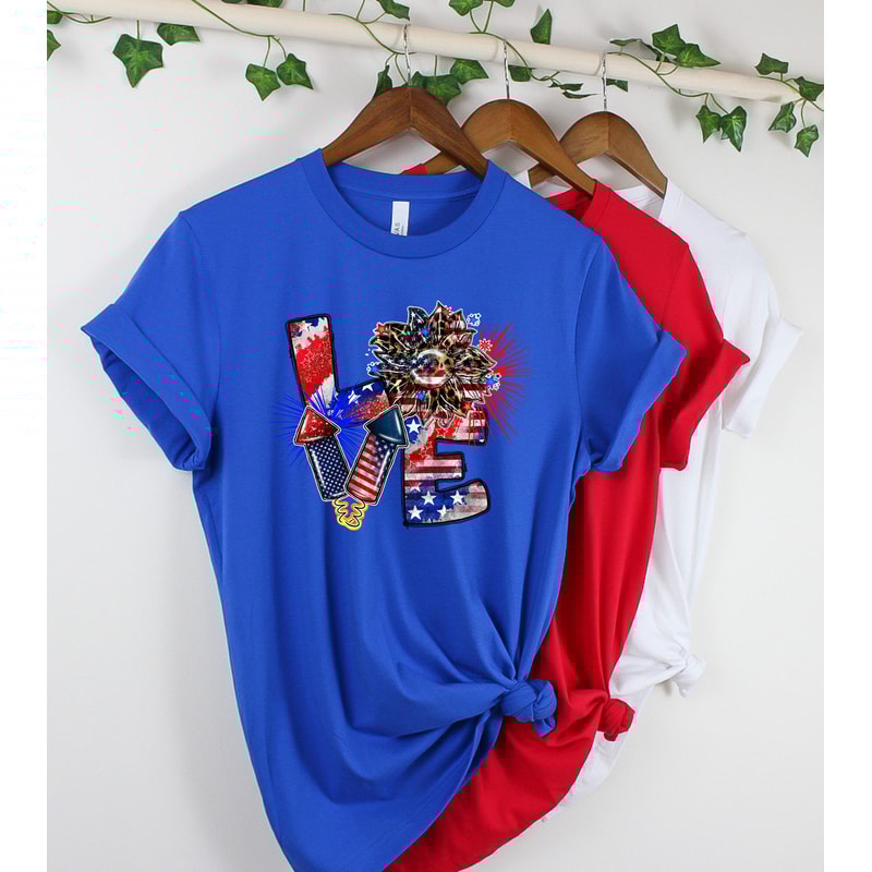 America Shirt, Love America Shirt, 4th Of July Shirt, Fourth of July, Sunflower America Shirt, Memorial Day Shirt, Independence Day Shirt - 2.jpg