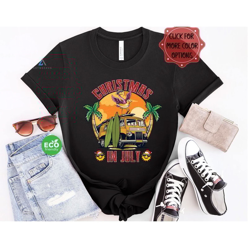 Beach July Christmas in Summer Tshirt for Camper, Camper Van Christmas in July Shirt, Gift for Camping Lover, Xmas in July Gift - 1.jpg
