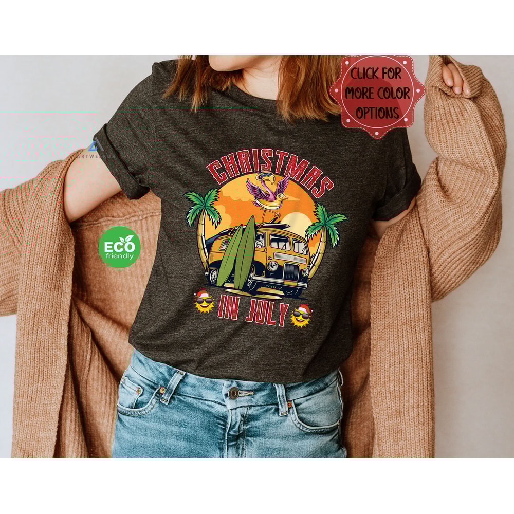 Beach July Christmas in Summer Tshirt for Camper, Camper Van Christmas in July Shirt, Gift for Camping Lover, Xmas in July Gift - 2.jpg