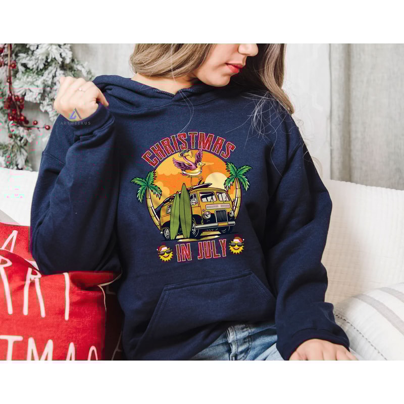 Beach July Christmas in Summer Tshirt for Camper, Camper Van Christmas in July Shirt, Gift for Camping Lover, Xmas in July Gift - 3.jpg