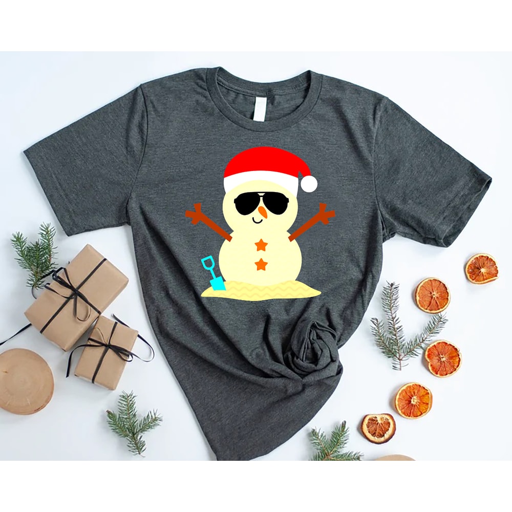 Beach Snowman Tshirt, Christmas in July, Christmas in Summer Gift, Christmas Snowman in July, Christmas in July Shirt Gift, Summer Xmas Tee - 4.jpg