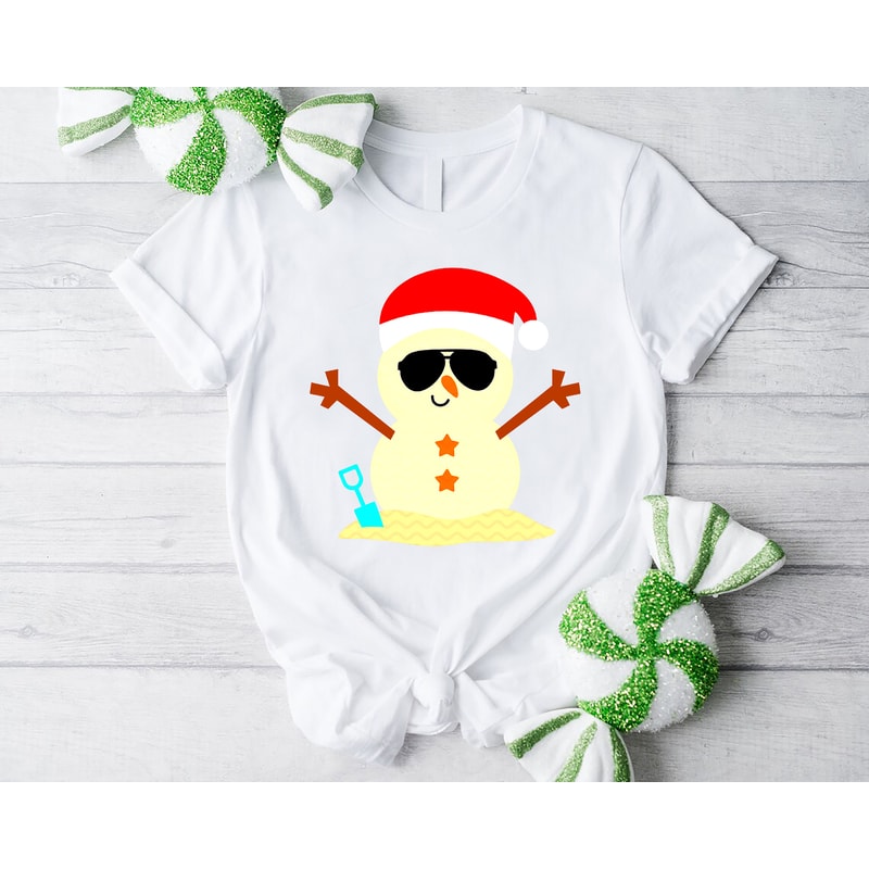 Beach Snowman Tshirt, Christmas in July, Christmas in Summer Gift, Christmas Snowman in July, Christmas in July Shirt Gift, Summer Xmas Tee - 5.jpg
