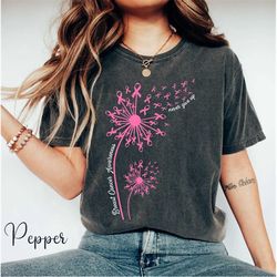 comfort color dandelion breast cancer awareness month shirt, pink ribbon shirt, breast cancer fighter survivor gift, fuc