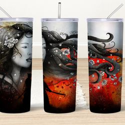 japanese girl tumbler, girl skinny tumbler, asian women tumbler, aesthetic skinny tumbler