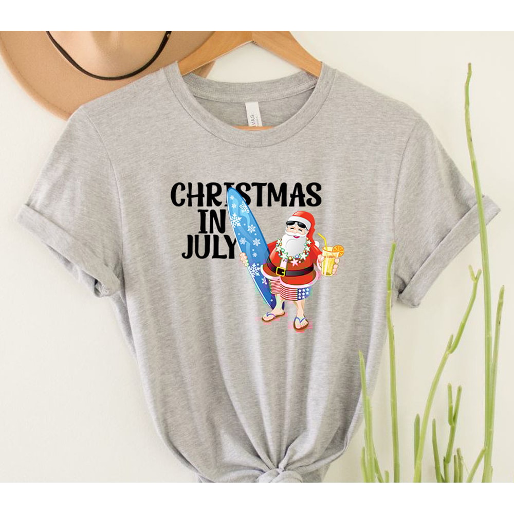 Funny Fourth of July Shirt Christmas in July Outfit Retro Santa Shirt Independence Day Shirt Women July 4th Party Shirt for Christmas Lovers - 3.jpg
