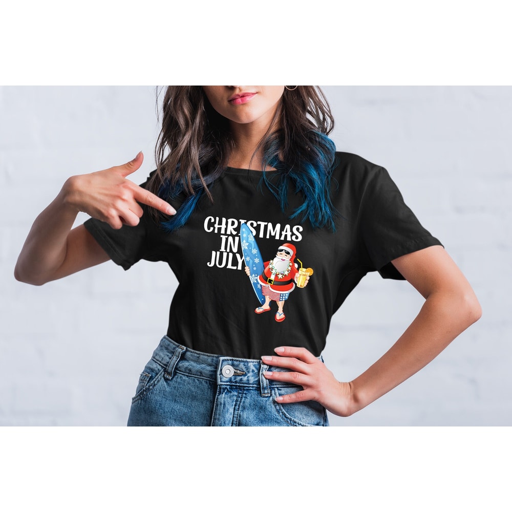 Funny Fourth of July Shirt Christmas in July Outfit Retro Santa Shirt Independence Day Shirt Women July 4th Party Shirt for Christmas Lovers - 4.jpg