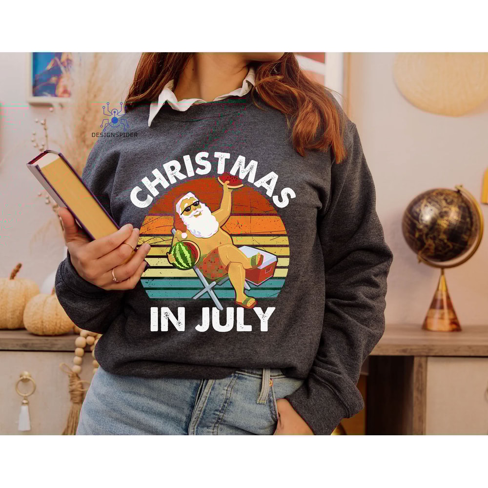 Funny Santa Christmas in July Shirt, Retro Summer Beach Vacation Shirts, Summer Santa T-shirt, Beach Christmas Holiday Gift - 3.jpg