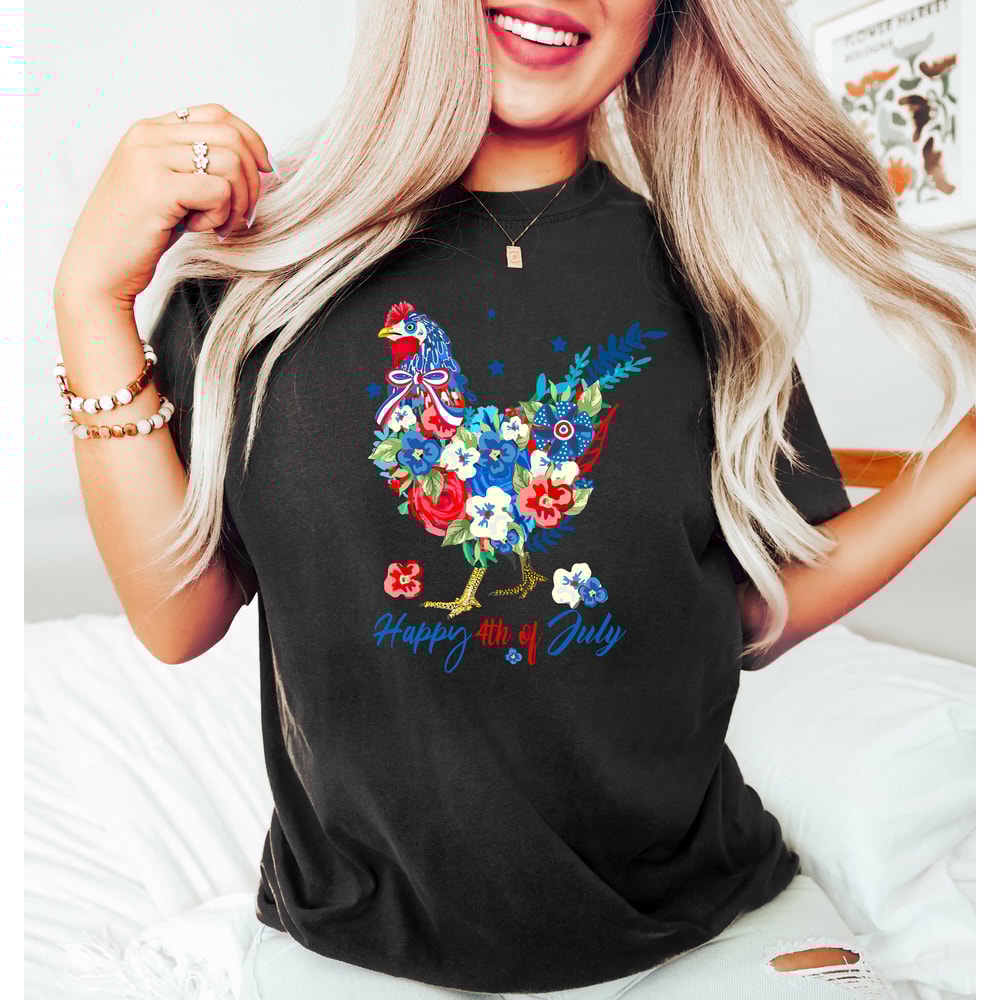 Happy 4th of July Chicken Shirt, Pioneer Woman 4th of July Tshirt, Patriotic Chicken, Funny 4th of July, 4th of July Gifts, Independence Day - 1.jpg