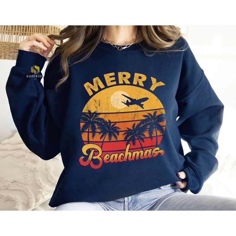 Merry Beachmas Shirt, Vintage Christmas in July Shirt, Tropical Christmas Retro Shirt, Summer Christmas Vacation Shirt - 3.jpg