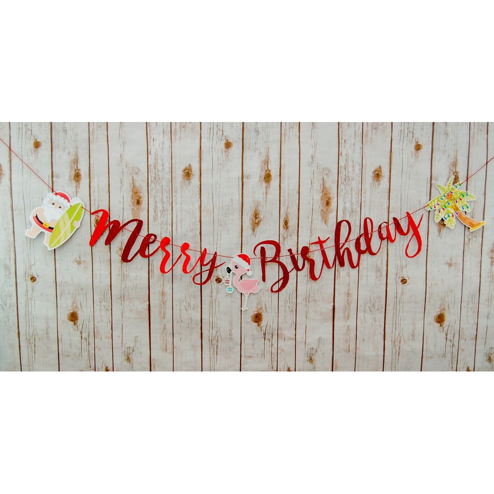 Merry Birthday Custom Cake Topper Choose Your CharactersSaying, Surfing Santa Birthday Ideas, Christmas in July Theme Fully Assembled - 5.jpg