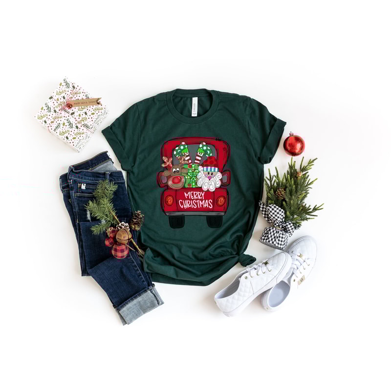 Merry Christmas Trees Truck Shirt, Christmas T-shirt, Christmas Family, Red Truck Shirt, Christmas Gift, Christmas Truck Family Shirts - 4.jpg