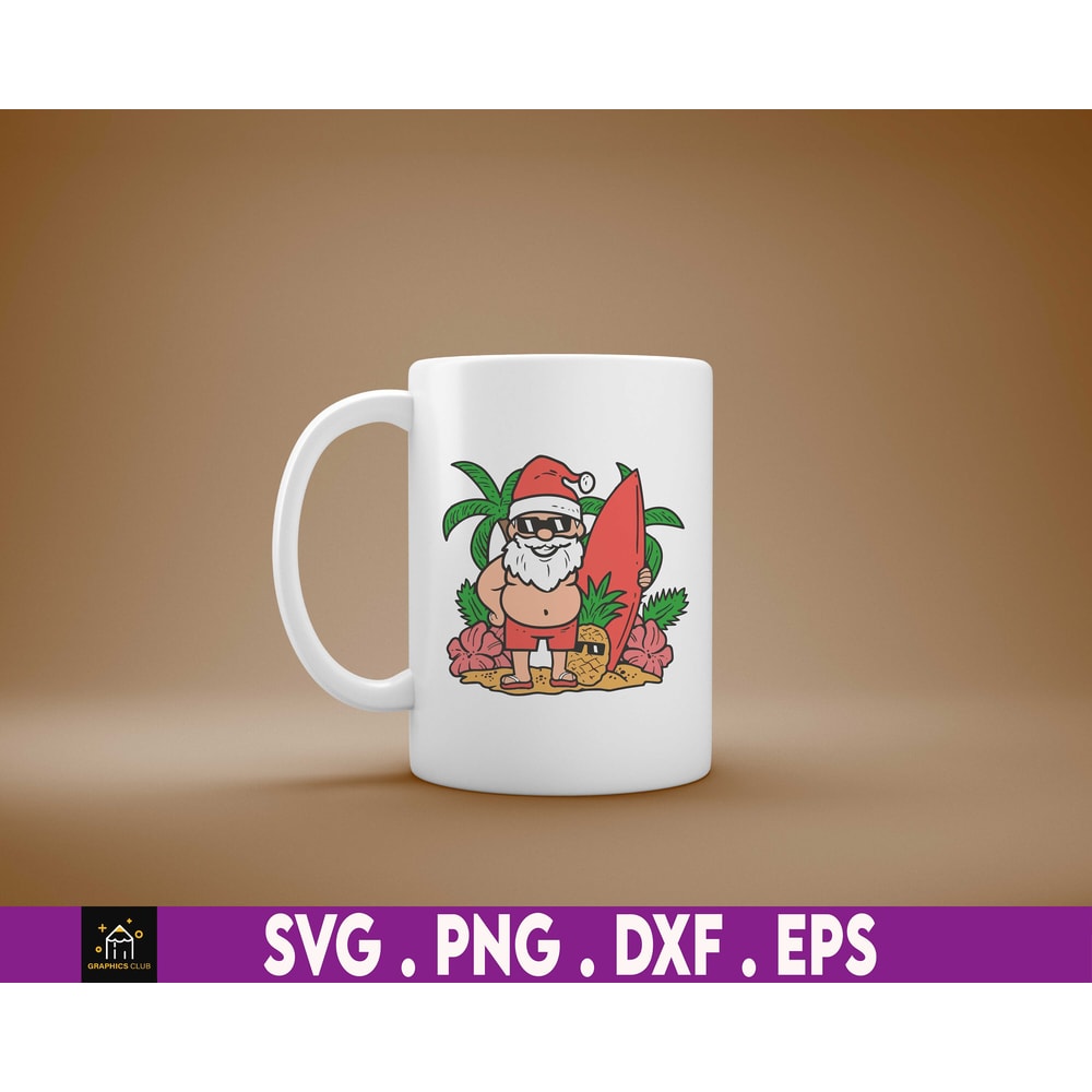 Santa Christmas In July Svg, Summer Vibes, Beach Vacation, Holiday Svg, Tropical Svg, Svg, Png Files For Cricut Sublimation - 3.jpg