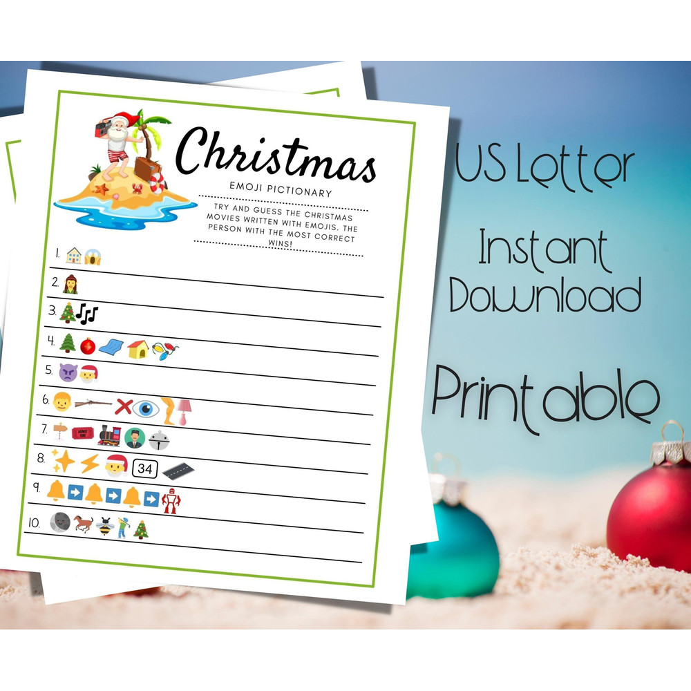 Christmas in July Movie Emoji Pictionary Printable Christmas Games Summer Party Game Christmas Emoji Quiz Christmas Family Games - 2.jpg