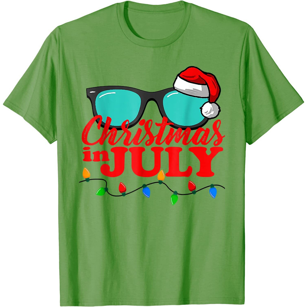 Christmas In July Santa Hat Sunglasses Summer Celebration T-Shirt - 41699 - 4.jpg