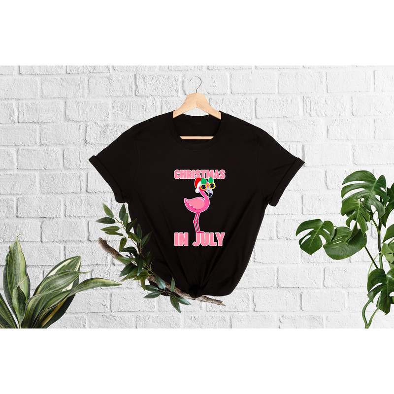 Christmas in July Shirt, Flamingo Shirt for Women, Christmas in Summer Shirt, Christmas Flamingo, Summer Christmas,Xmas In July, Beach Vibes - 3.jpg
