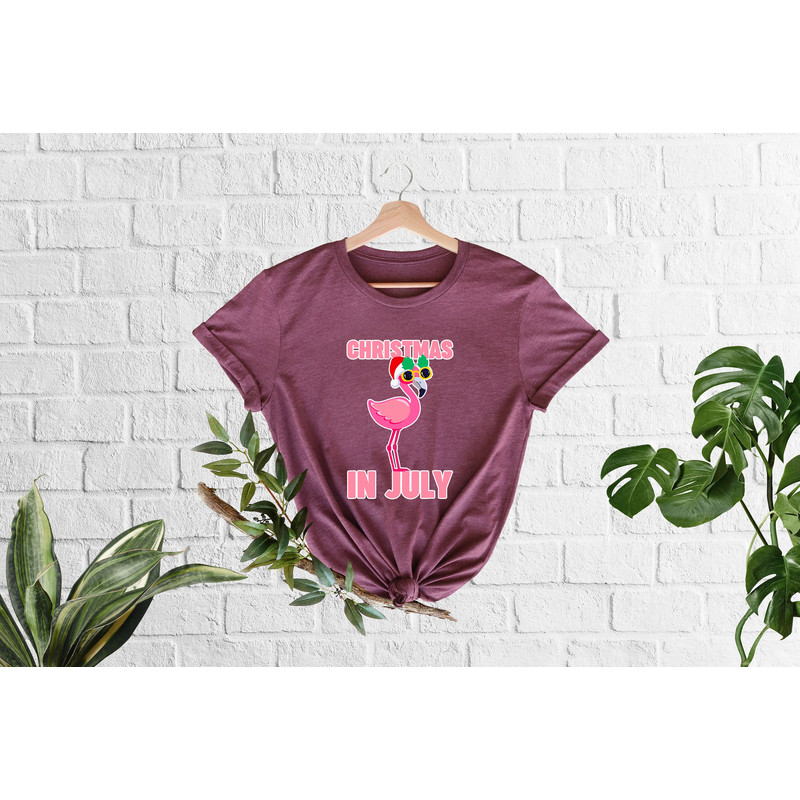 Christmas in July Shirt, Flamingo Shirt for Women, Christmas in Summer Shirt, Christmas Flamingo, Summer Christmas,Xmas In July, Beach Vibes - 5.jpg