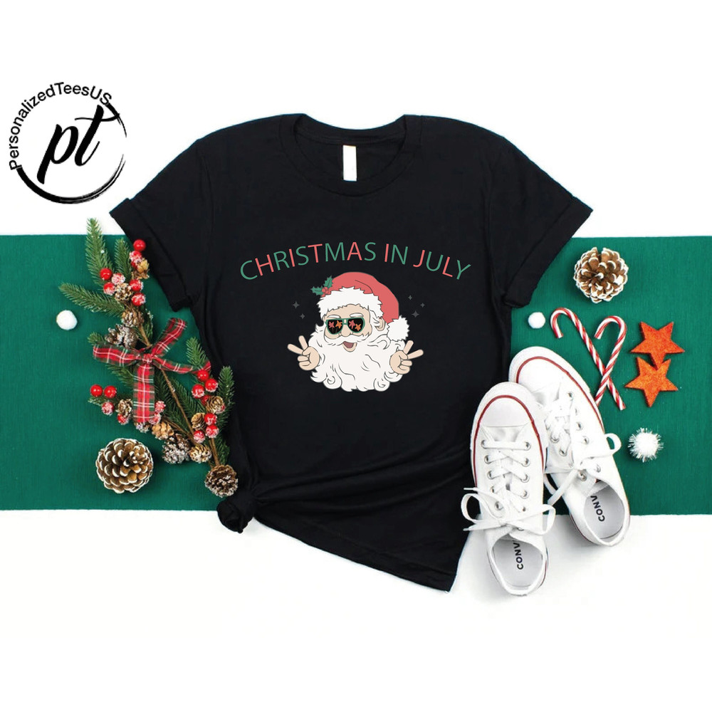 Christmas in July Shirt,Santa with Sunglasses,Christmas Santa Shirt, Christmas Party Tee,Xmas in July Shirt,Christmas Lover Shirt,Santa Tee - 1.jpg