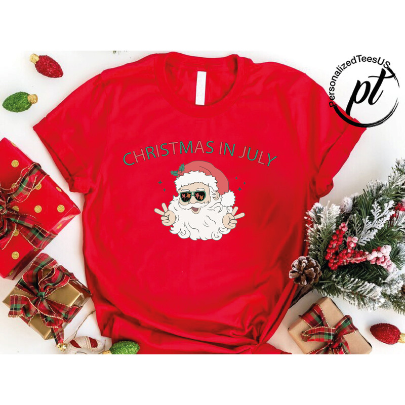 Christmas in July Shirt,Santa with Sunglasses,Christmas Santa Shirt, Christmas Party Tee,Xmas in July Shirt,Christmas Lover Shirt,Santa Tee - 3.jpg