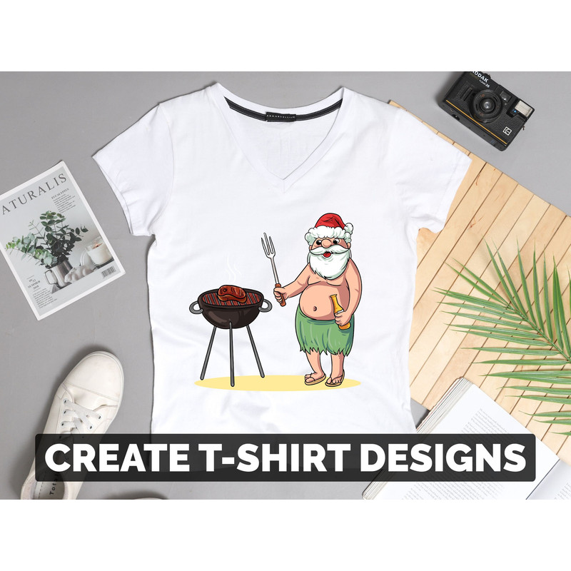 Christmas in July SVG Grilling BBQ Santa Claus PNG Grill Party Hawaiian Santa Clipart - 2.jpg