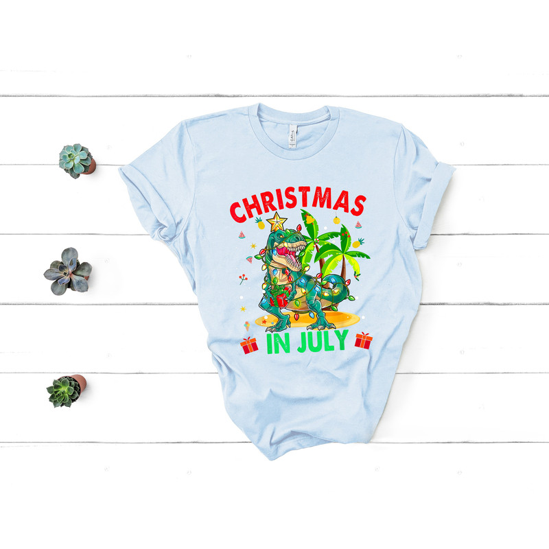 Christmas in July Tee, Holiday Santa Claus Tee, Family Summer Vacation Tee, Santa At The Beach, Xmas In Summer Tee, Tropical Christmas Tee - 2.jpg