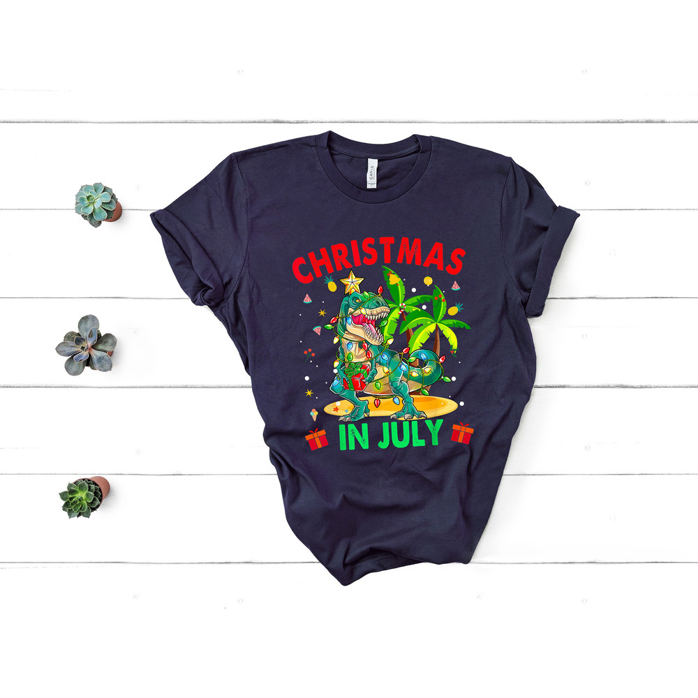 Christmas in July Tee, Holiday Santa Claus Tee, Family Summer Vacation Tee, Santa At The Beach, Xmas In Summer Tee, Tropical Christmas Tee - 5.jpg