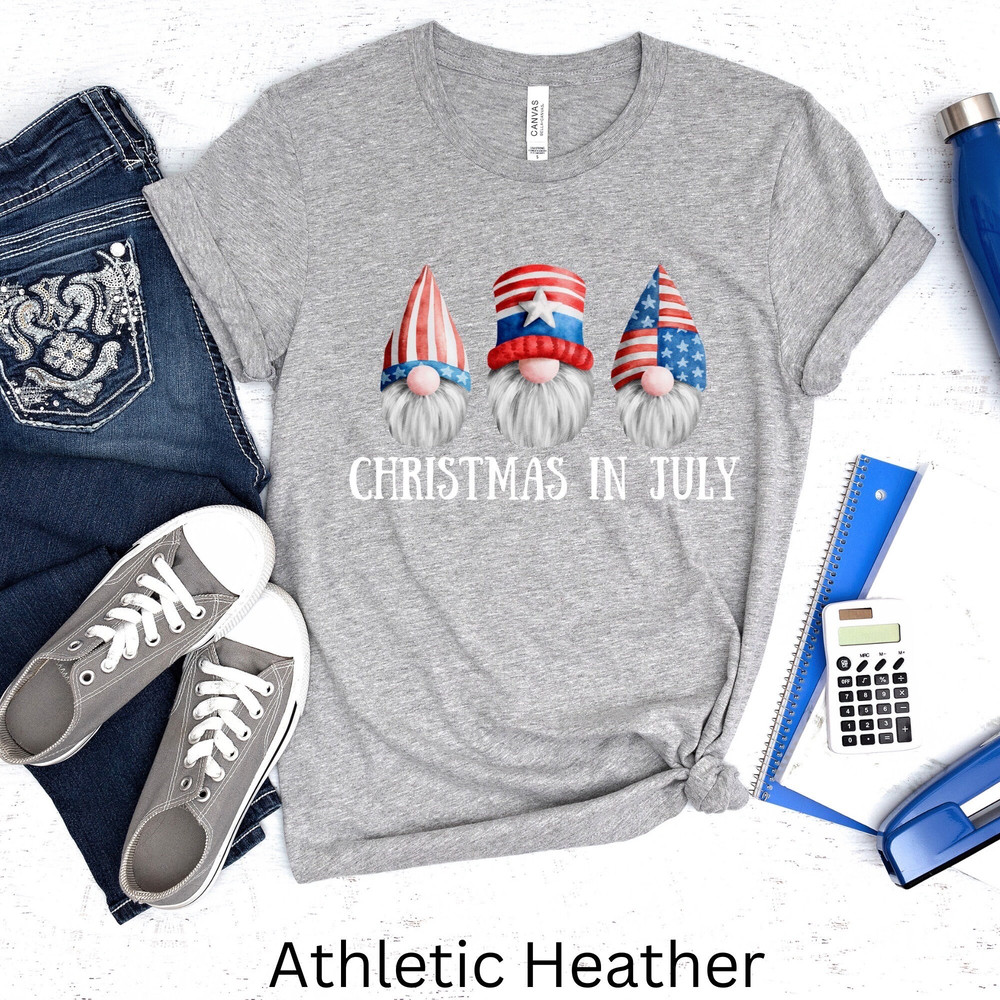 Christmas in July T-shirt, Gnome X-mas in July Shirt, Gnome 4th of July Tshirt, Fourth of July Gnome Shirt, Fun independence Day Tee - 6.jpg