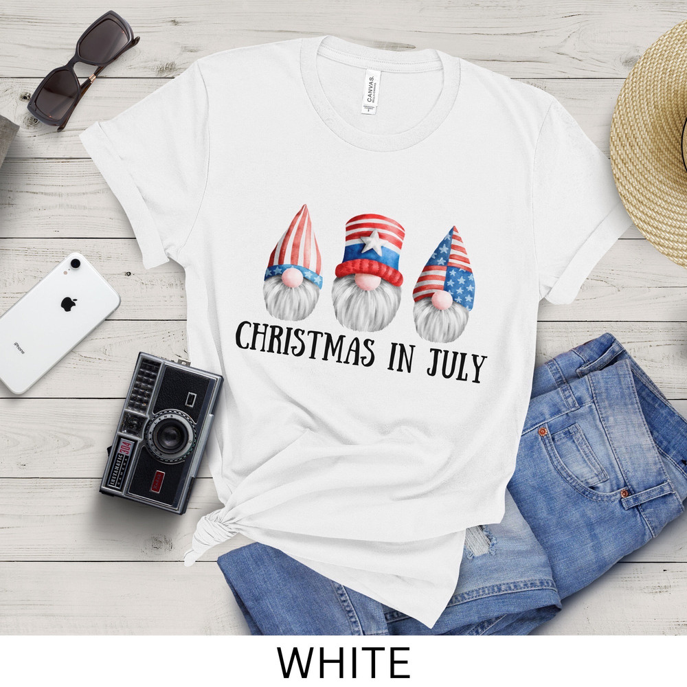 Christmas in July T-shirt, Gnome X-mas in July Shirt, Gnome 4th of July Tshirt, Fourth of July Gnome Shirt, Fun independence Day Tee - 7.jpg