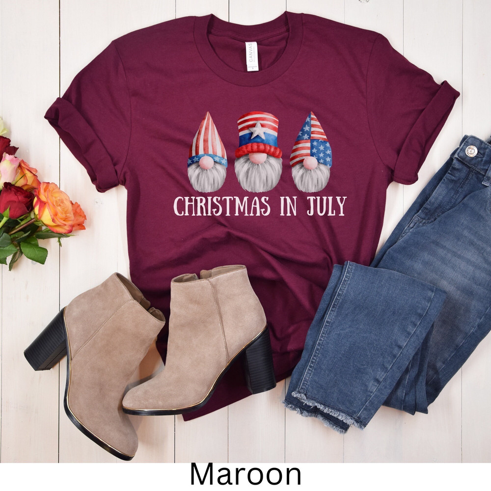 Christmas in July T-shirt, Gnome X-mas in July Shirt, Gnome 4th of July Tshirt, Fourth of July Gnome Shirt, Fun independence Day Tee - 8.jpg