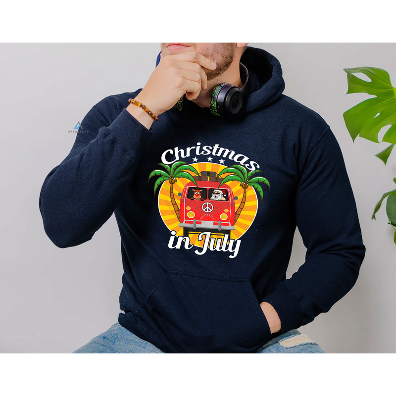 Funny Christmas in July Camper Van Santa and Reindeer Tshirt, Summer Vacation Trip Shirt, July Gift, Xmas in July - 3.jpg