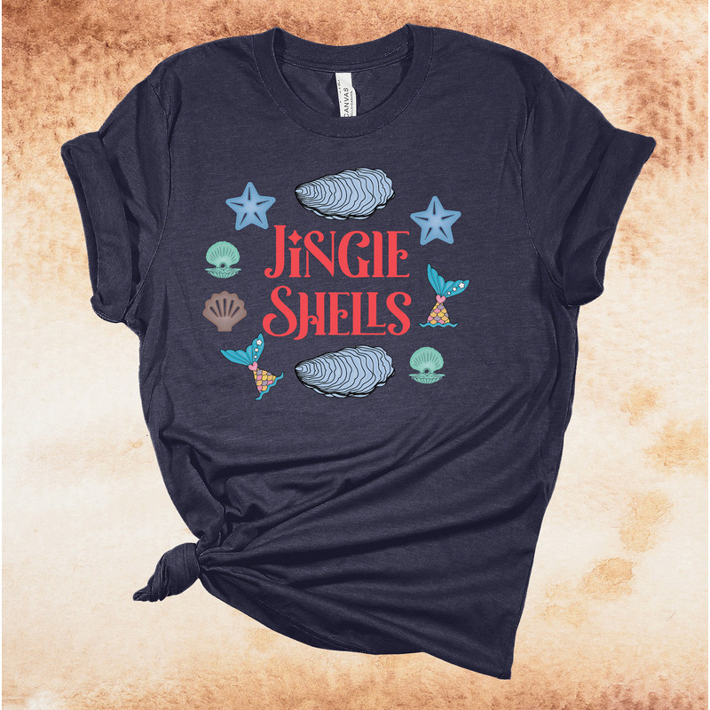 Jingle Shells, Tropical Christmas, Christmas Sea Shells, Christmas By The Sea, Premium Cotton Unisex Shirt, Plus Size Available 2x, 3x 4x - 3.jpg