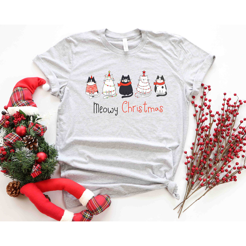 Meowy Christmas Shirt, Christmas Cat Shirt, Merry Christmas, Cat Lover Shirt, Christmas Gift, Christmas Gift For Cat Mom Gifts For Cat Lover - 3.jpg