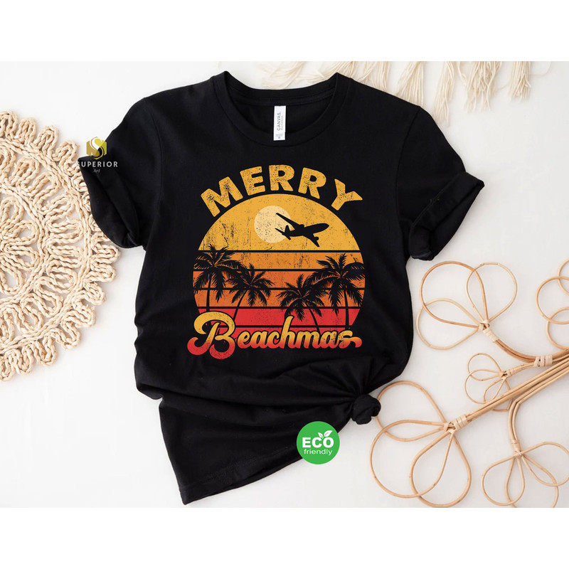 Merry Beachmas Shirt, Vintage Christmas in July Shirt, Tropical Christmas Retro Shirt, Summer Christmas Vacation Shirt - 1.jpg